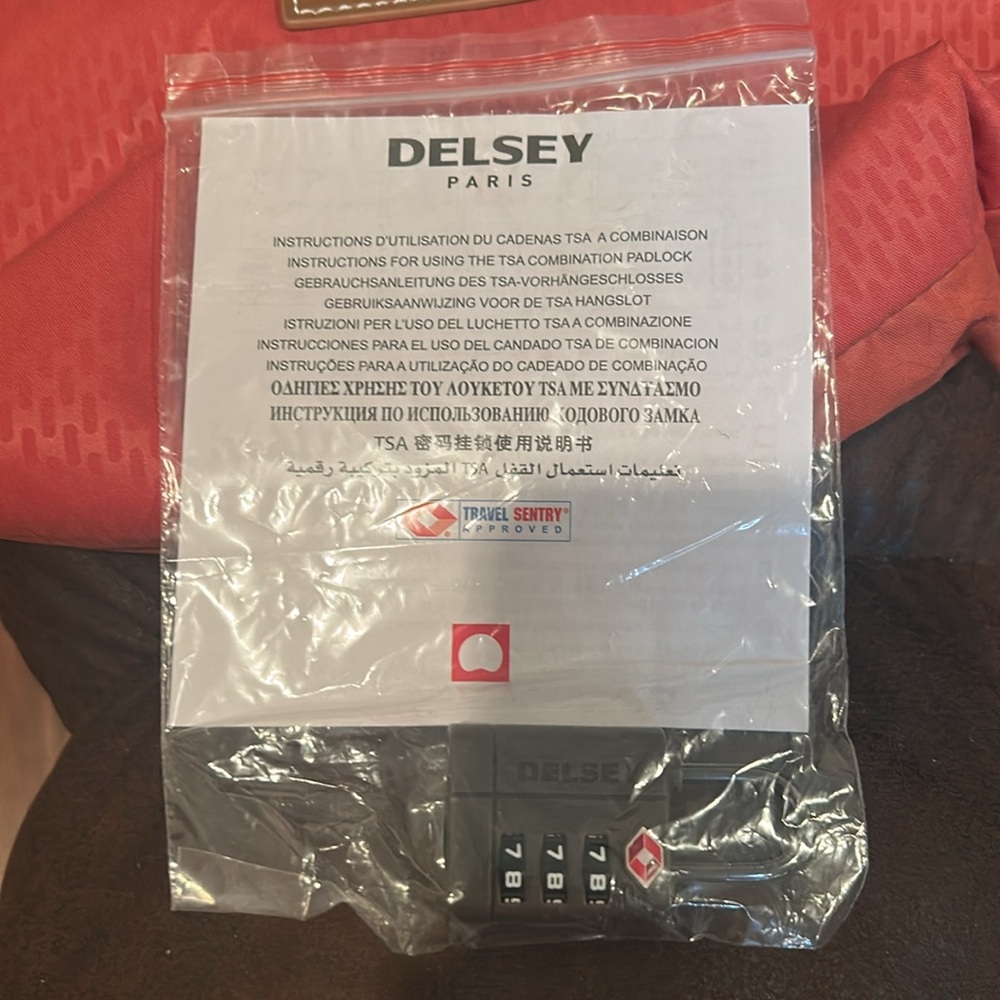 Delsey Brown Tote with Red Pouch - Picture 3 of 3